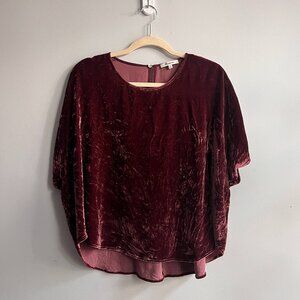 Madewell Burgundy Velvet Butterfly Top Size XL